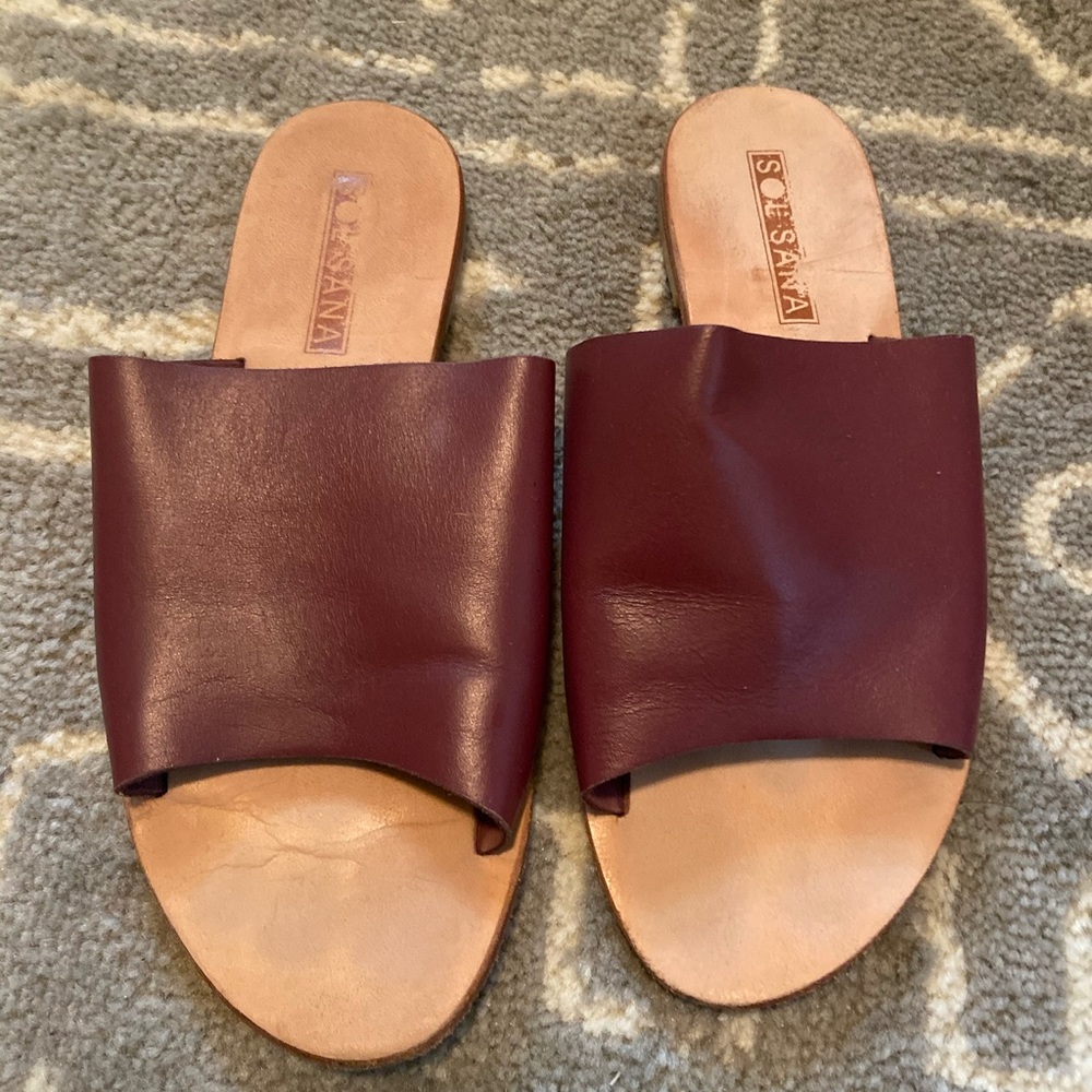 Sol Sana Leather Sandal, Maroon color, size 6